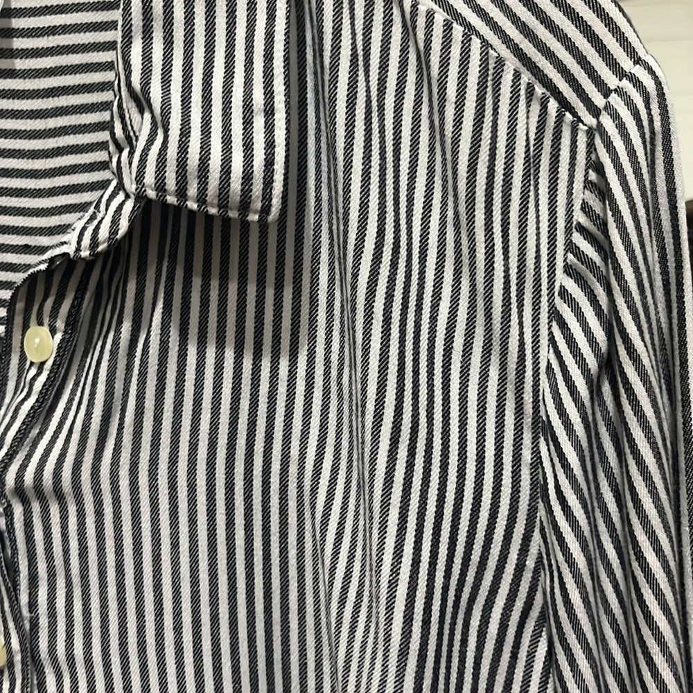Old Navy ticking stripe Blue and White Striped Casual Button Down Dress - Picture 2 of 6